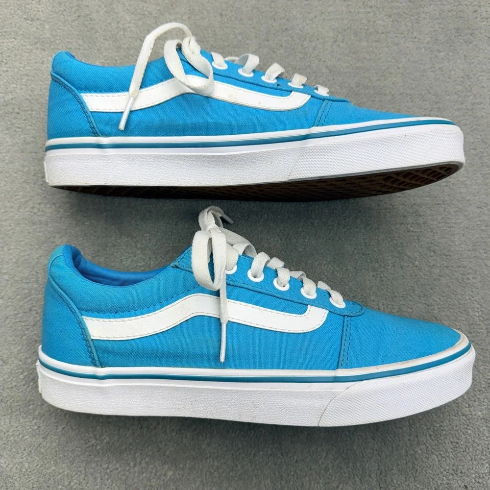Vans Ward Low Top Bright Blue White Canvas Skate Shoes Womens 8 500714